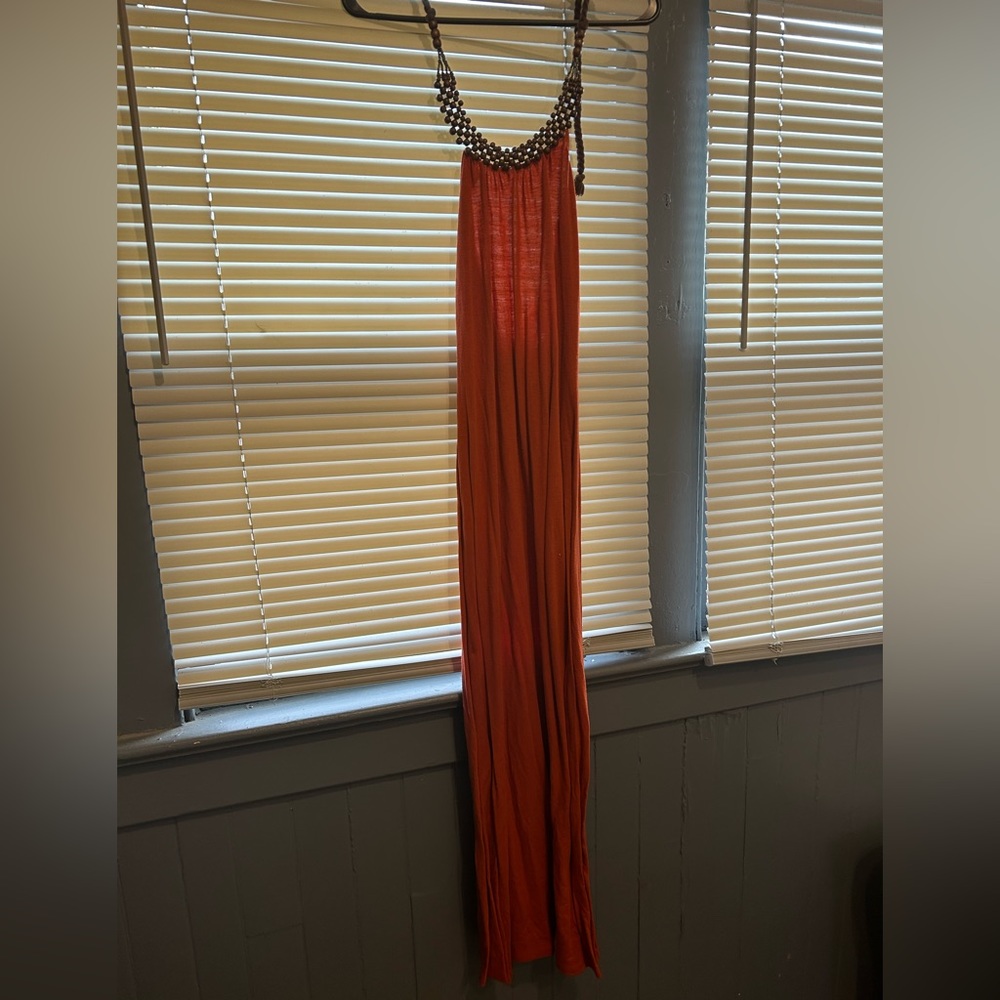 Beaded collar maxi dress